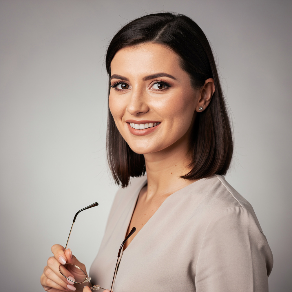 Young female podcast host and communications coach portrait
